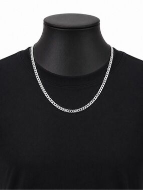 Sterling Silver Curb Cuban Chain Necklace 24” New Mens